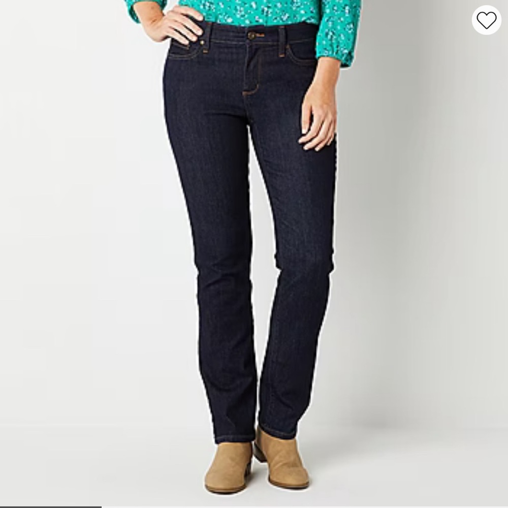 St. John's Bay Womens Mid Rise Secretly Slender Straight Leg Jean